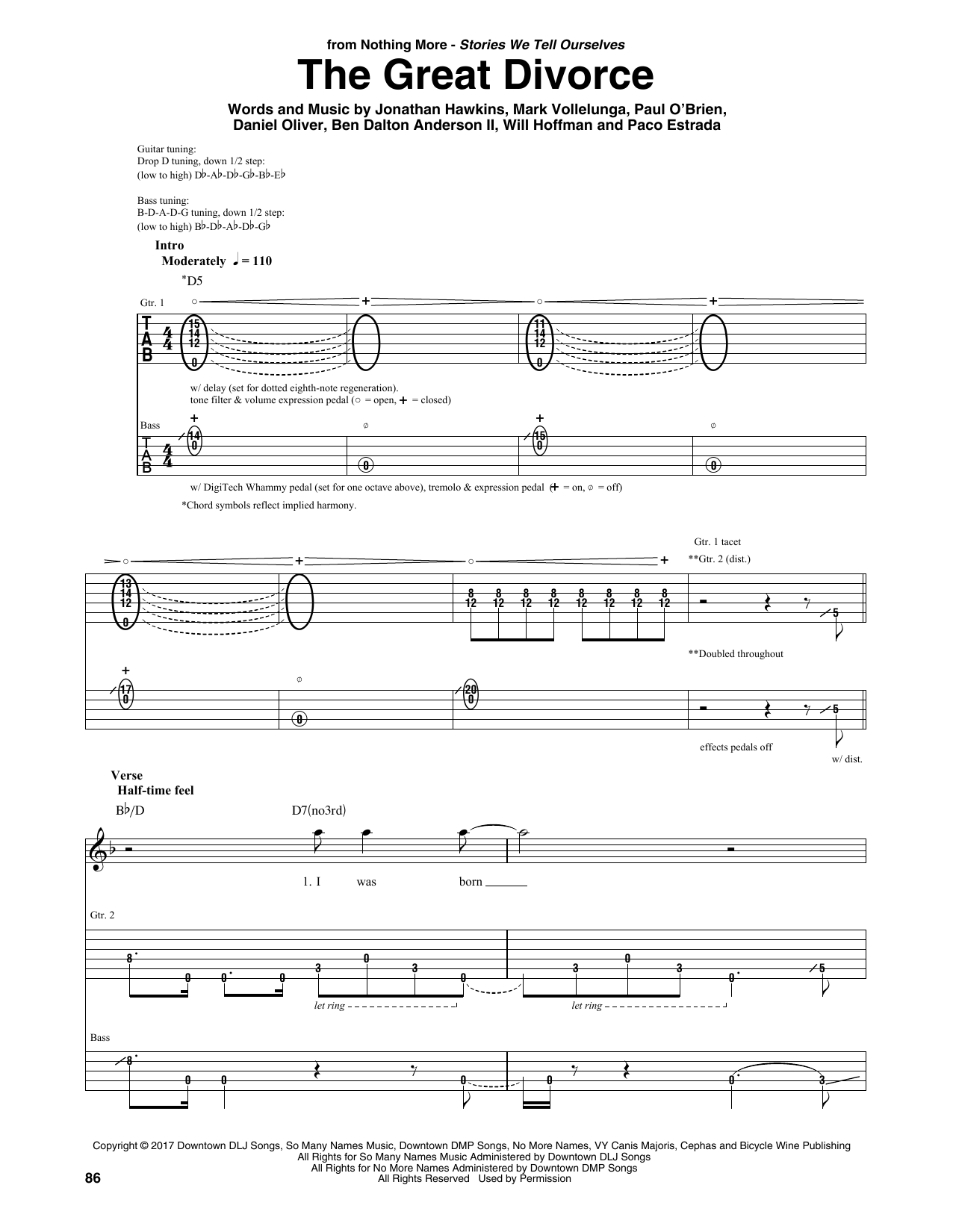 Nothing More The Great Divorce Sheet Music Notes & Chords for Guitar Rhythm Tab - Download or Print PDF
