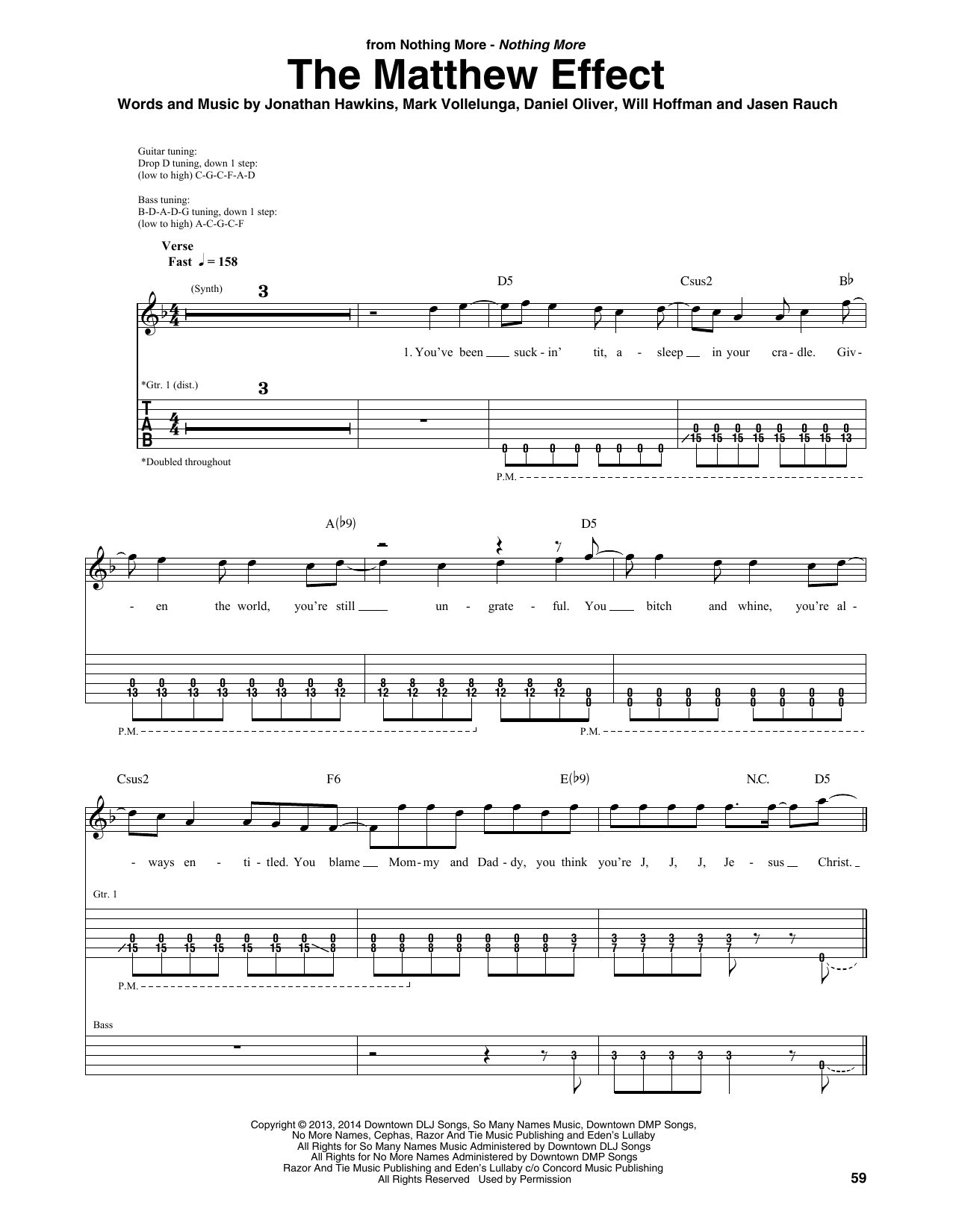 Nothing More The Matthew Effect Sheet Music Notes & Chords for Guitar Rhythm Tab - Download or Print PDF