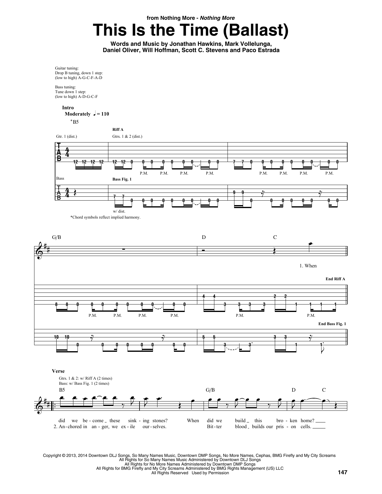 Nothing More This Is The Time (Ballast) Sheet Music Notes & Chords for Guitar Rhythm Tab - Download or Print PDF