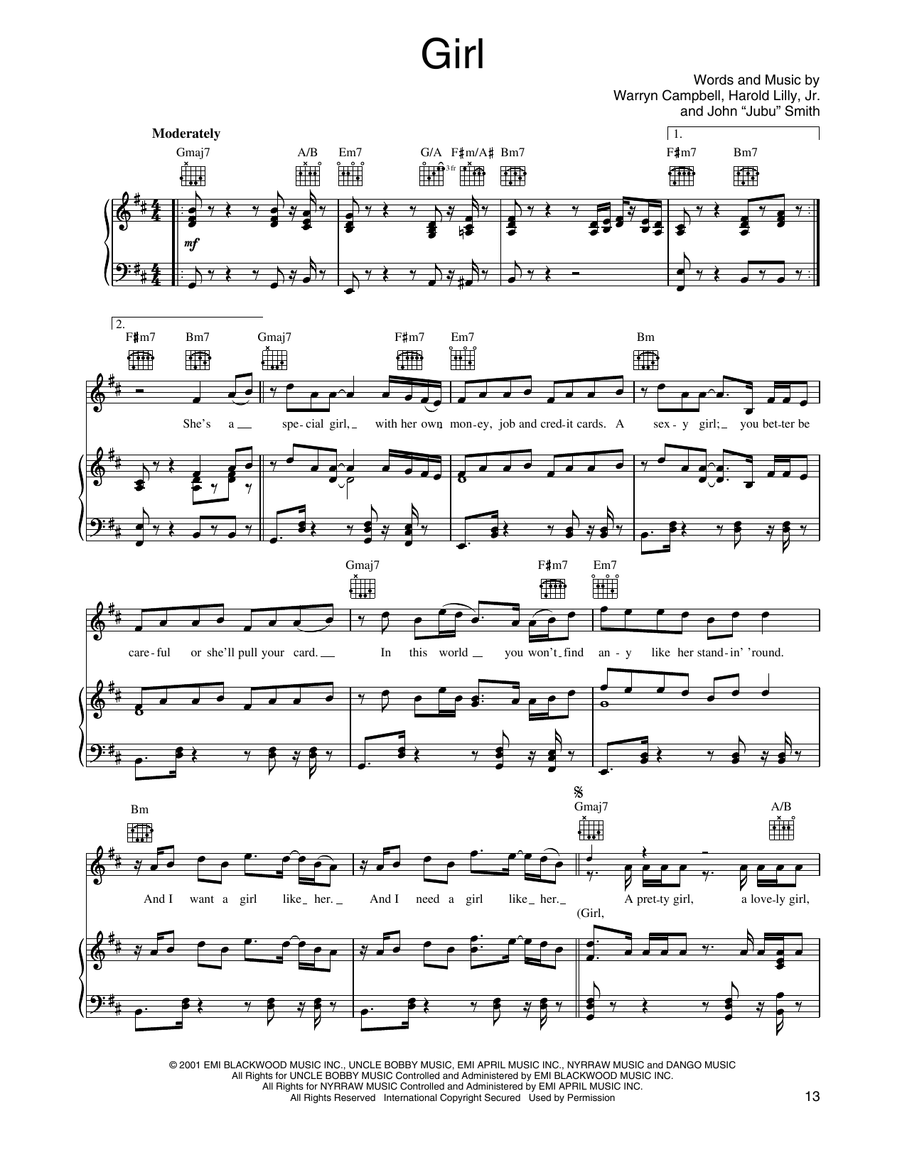 O-Town Girl Sheet Music Notes & Chords for Piano, Vocal & Guitar Chords (Right-Hand Melody) - Download or Print PDF