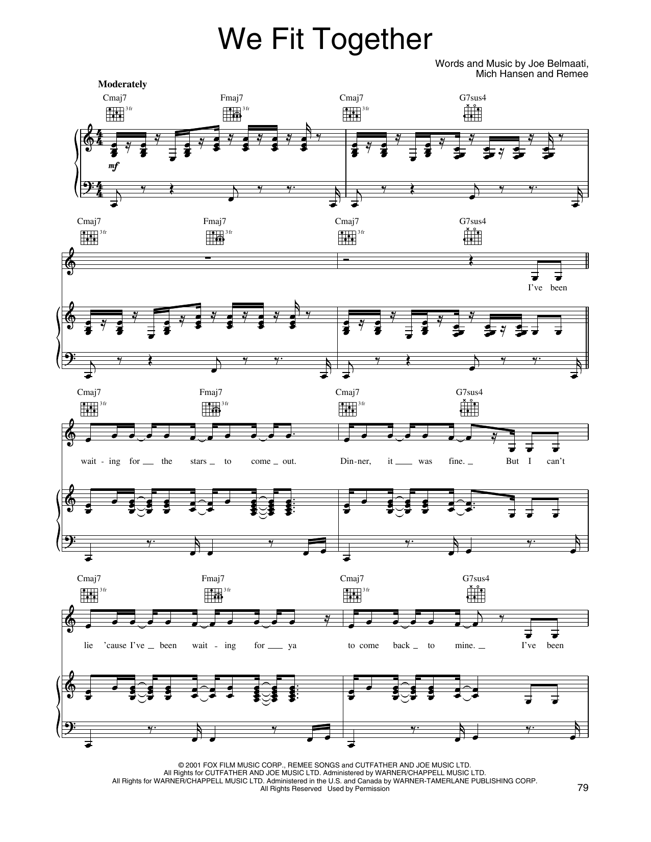 O-Town We Fit Together Sheet Music Notes & Chords for Piano, Vocal & Guitar Chords (Right-Hand Melody) - Download or Print PDF