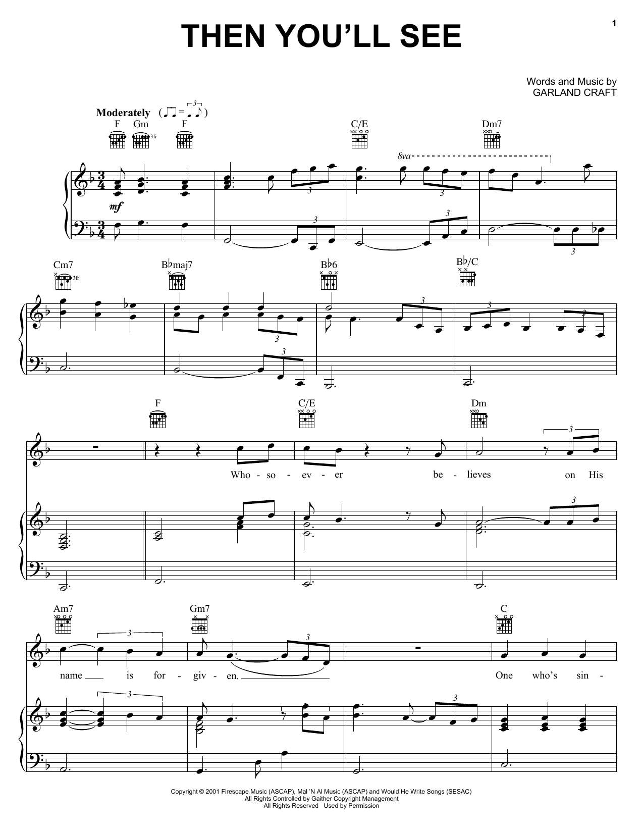 Oak Ridge Boys Then You'll See Sheet Music Notes & Chords for Piano, Vocal & Guitar (Right-Hand Melody) - Download or Print PDF