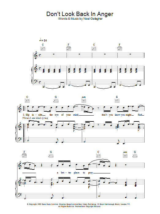 Oasis Don't Look Back In Anger Sheet Music Notes & Chords for Flute - Download or Print PDF