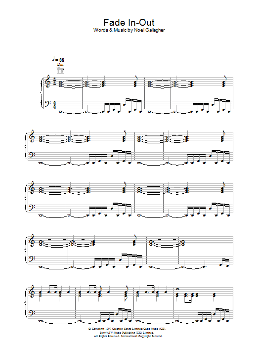 Oasis Fade In-Out Sheet Music Notes & Chords for Piano, Vocal & Guitar - Download or Print PDF