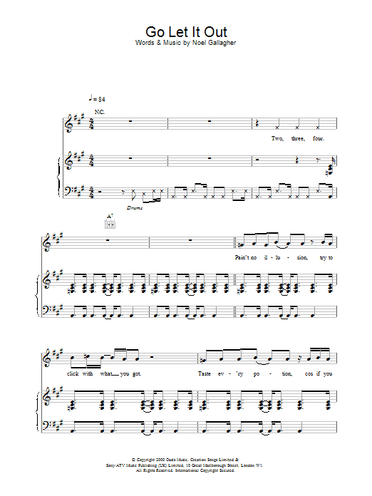 Oasis Go Let It Out Sheet Music Notes & Chords for Guitar Tab - Download or Print PDF
