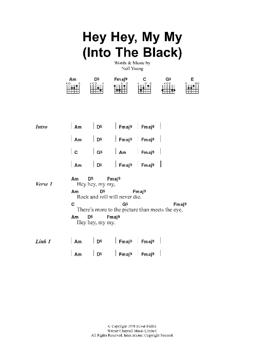 Oasis Hey Hey, My My (Into The Black) Sheet Music Notes & Chords for Guitar Chords/Lyrics - Download or Print PDF