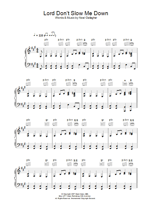 Oasis Lord Don't Slow Me Down Sheet Music Notes & Chords for Guitar Tab - Download or Print PDF