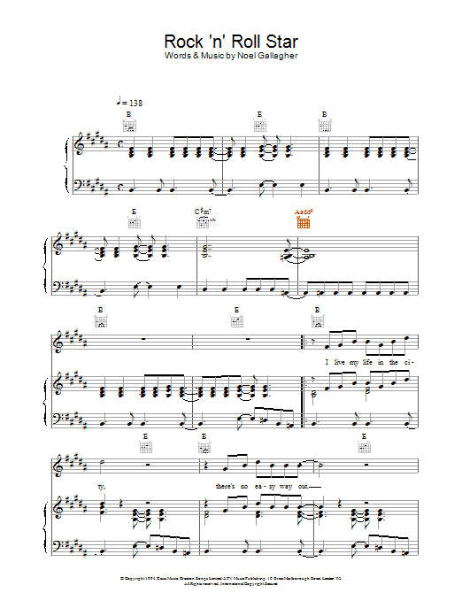Oasis Rock 'n' Roll Star Sheet Music Notes & Chords for Guitar Tab - Download or Print PDF