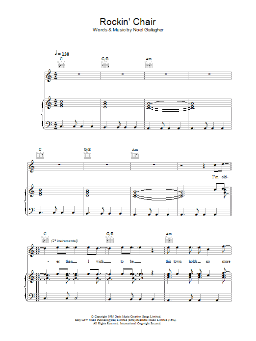 Oasis Rockin' Chair Sheet Music Notes & Chords for Guitar Tab - Download or Print PDF