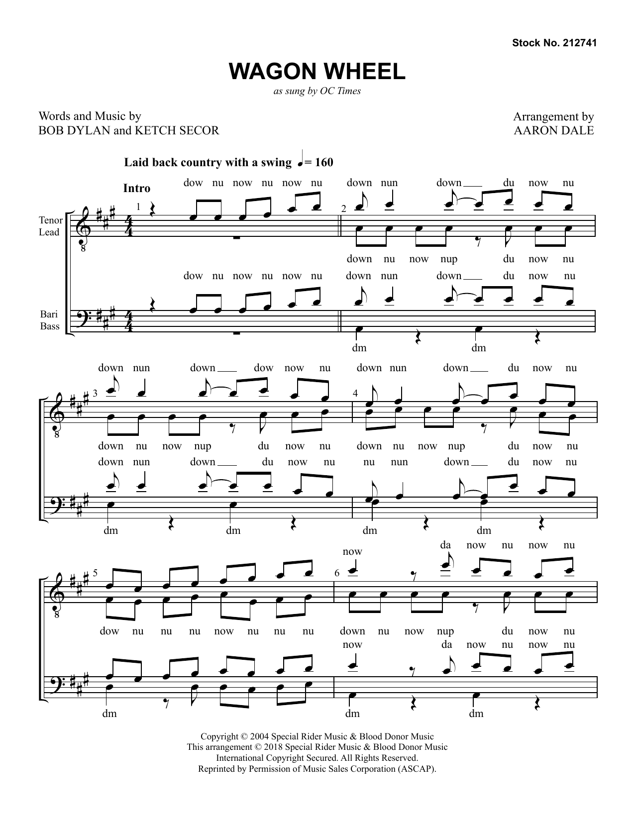 OC Times Wagon Wheel (arr. Aaron Dale) Sheet Music Notes & Chords for TTBB Choir - Download or Print PDF