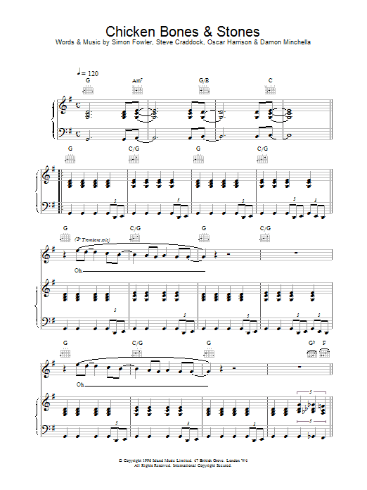 Ocean Colour Scene Chicken Bones & Stones Sheet Music Notes & Chords for Piano, Vocal & Guitar - Download or Print PDF Ocean Colour Scene Chicken Bones & Stones Sheet Music Notes & Chords for Piano, Vocal & Guitar - Download or Print PDF
