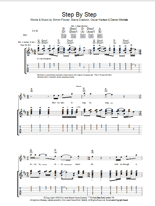 Ocean Colour Scene Step By Step Sheet Music Notes & Chords for Guitar Tab - Download or Print PDF