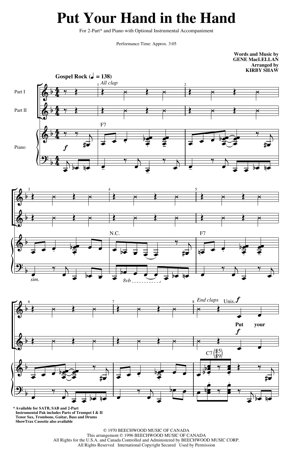 Ocean Put Your Hand In The Hand (arr. Kirby Shaw) Sheet Music Notes & Chords for SATB Choir - Download or Print PDF