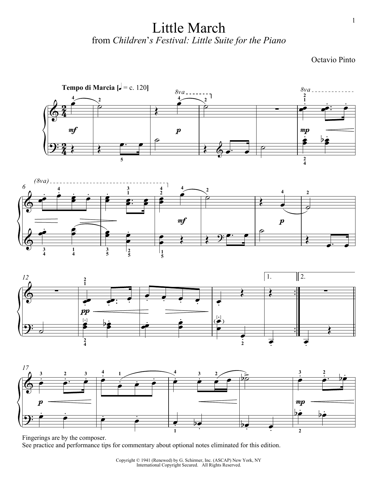 Octavio Pinto Little March Sheet Music Notes & Chords for Piano - Download or Print PDF