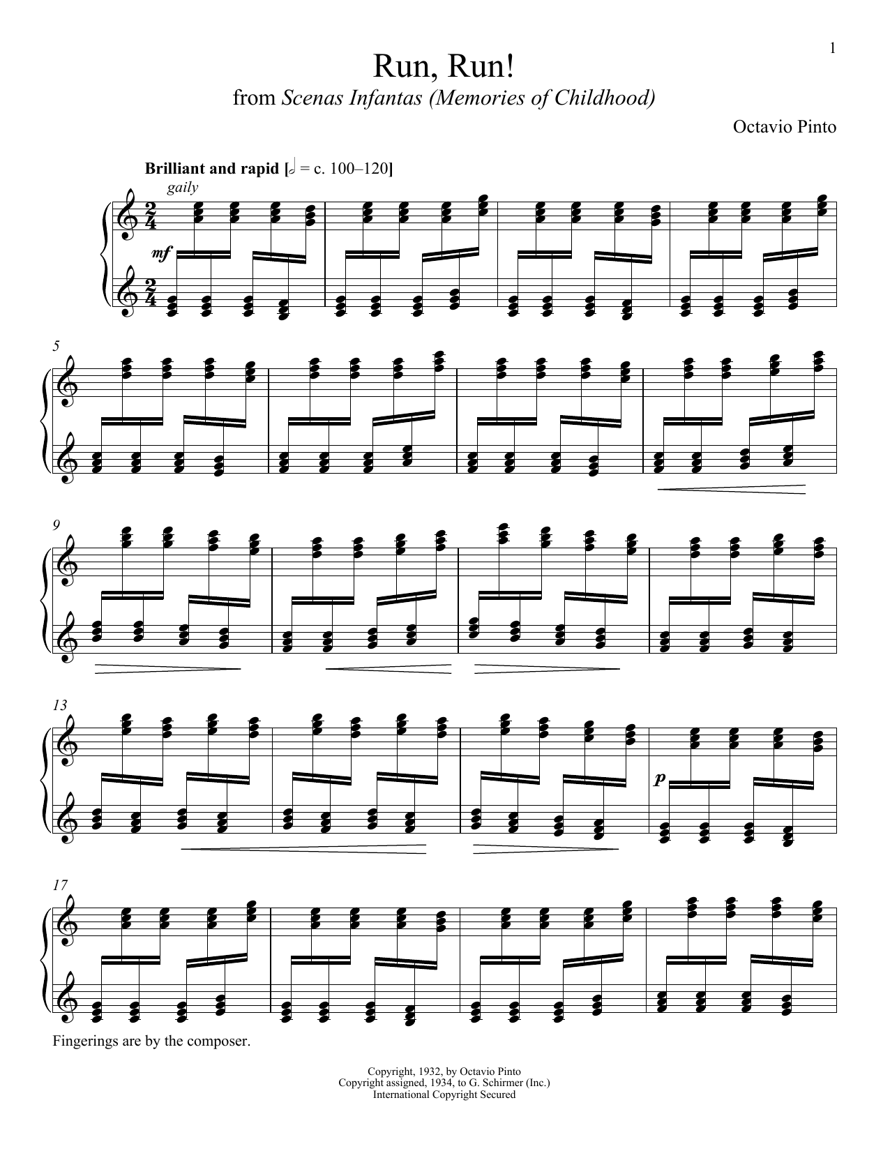 Octavio Pinto Run, Run! Sheet Music Notes & Chords for Piano - Download or Print PDF