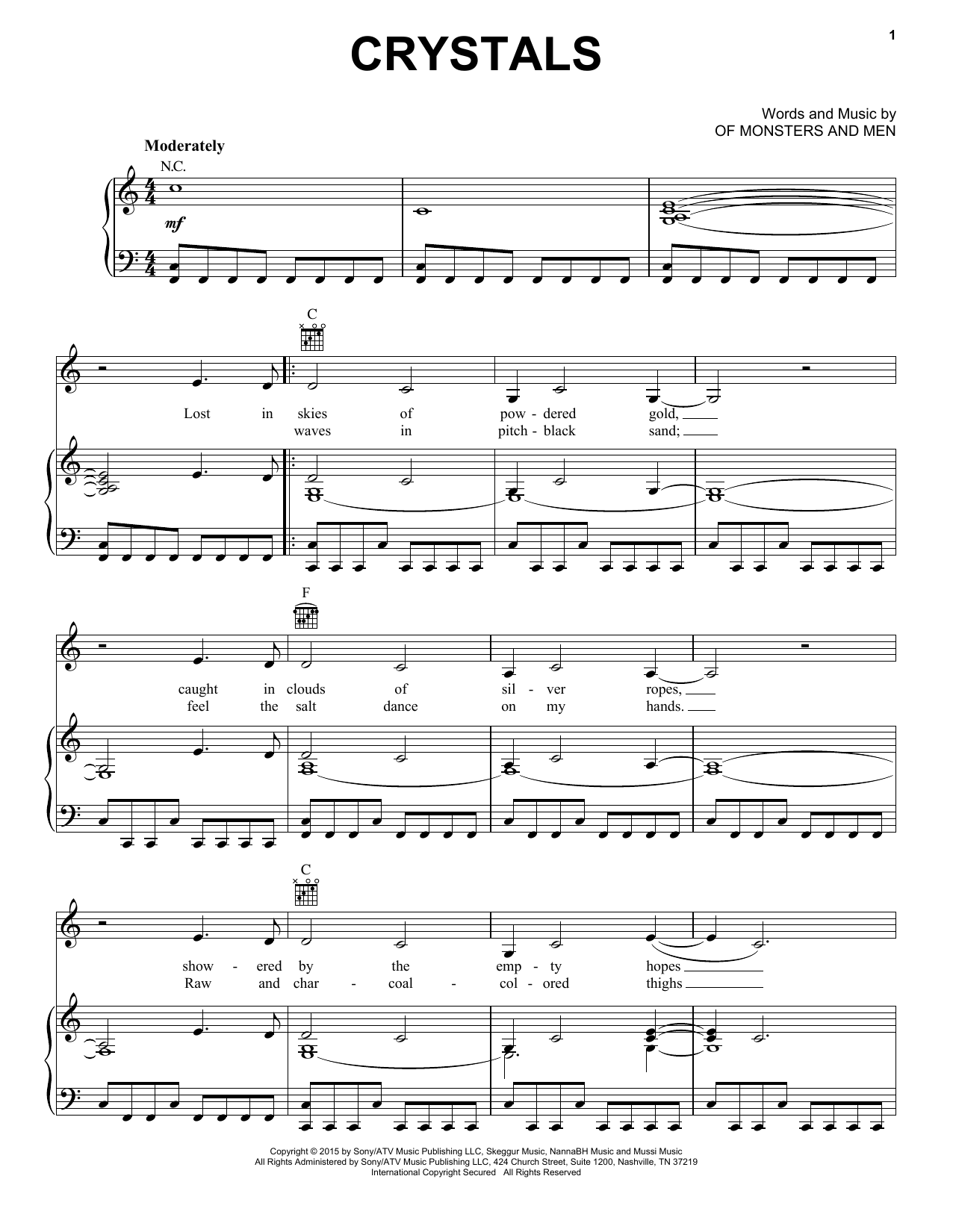 Of Monsters And Men Crystals Sheet Music Notes & Chords for Guitar Tab - Download or Print PDF