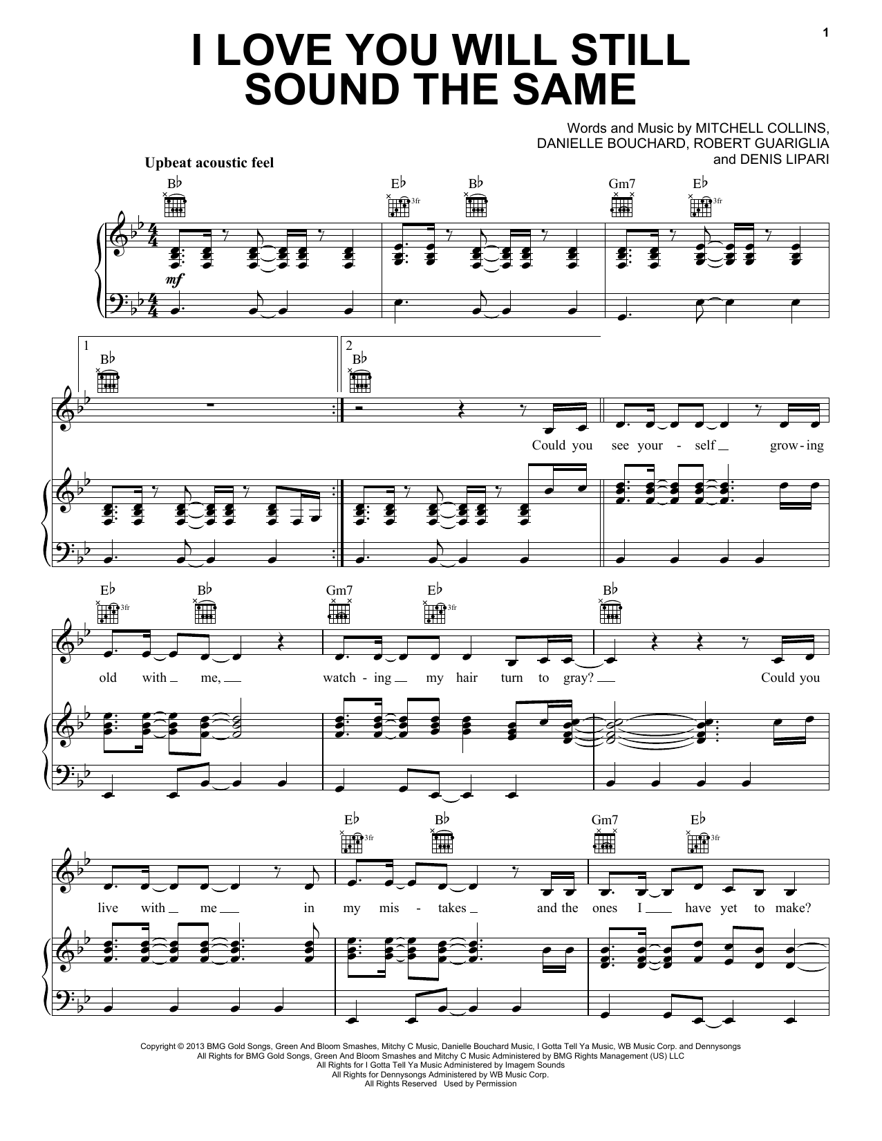 Oh Honey I Love You Will Still Sound The Same Sheet Music Notes & Chords for Piano, Vocal & Guitar (Right-Hand Melody) - Download or Print PDF