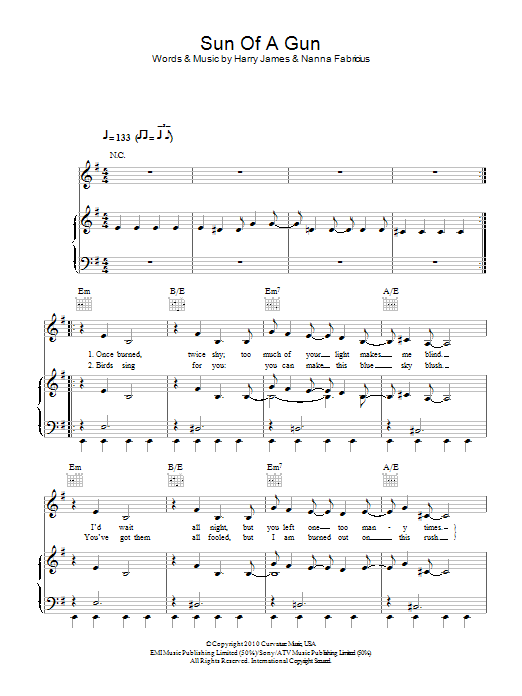 Oh Land Sun Of A Gun Sheet Music Notes & Chords for Keyboard - Download or Print PDF