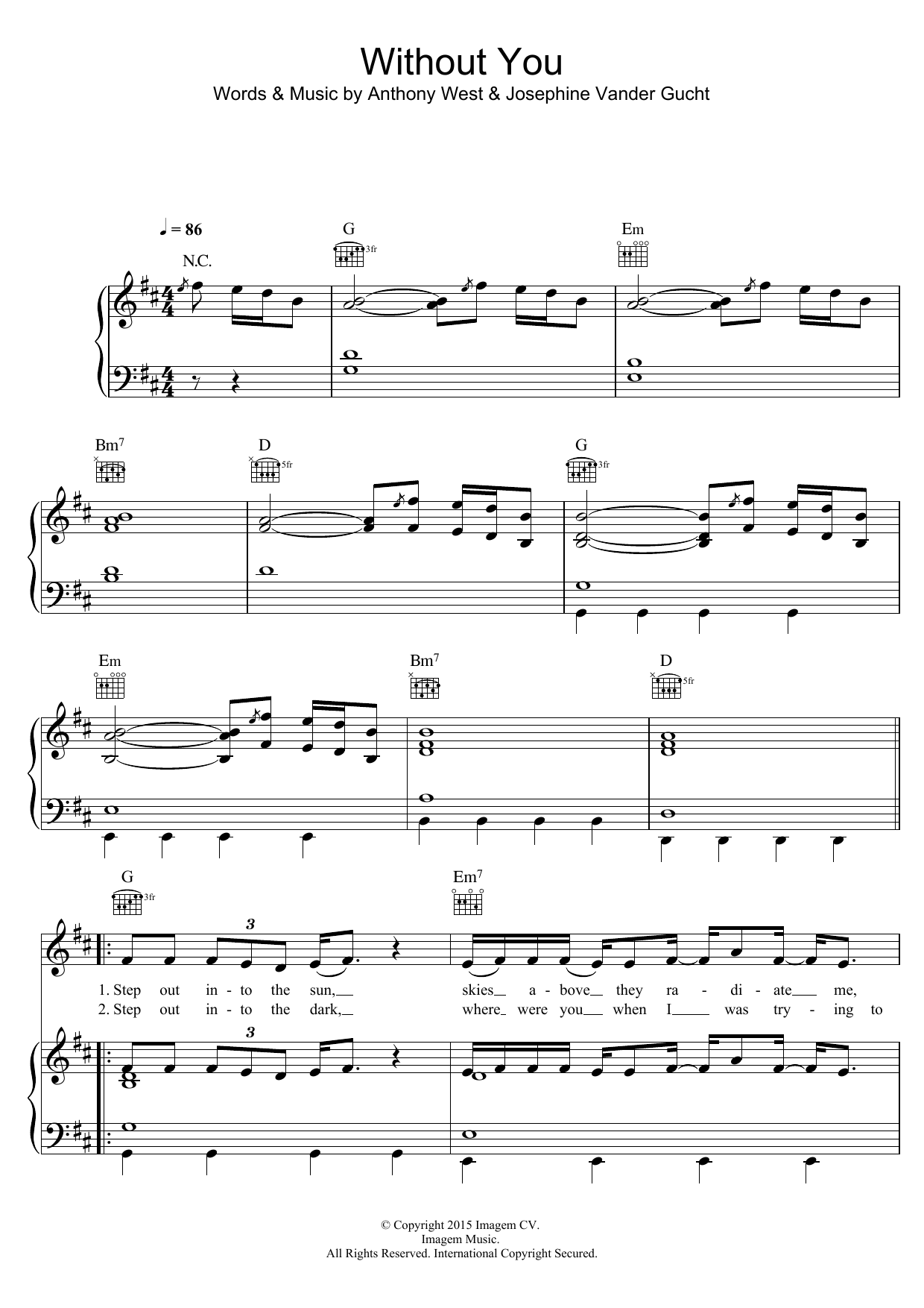 Oh Wonder Without You Sheet Music Notes & Chords for Piano, Vocal & Guitar - Download or Print PDF