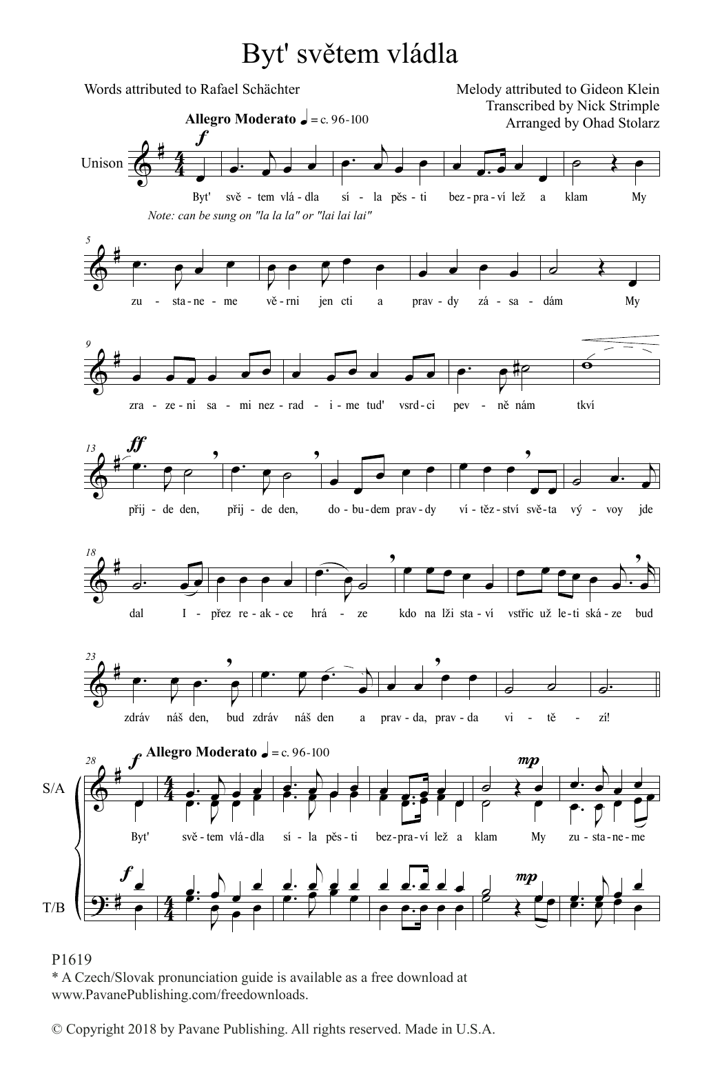 Ohad Stolarz Byt' svetem vladla Sheet Music Notes & Chords for SATB Choir - Download or Print PDF