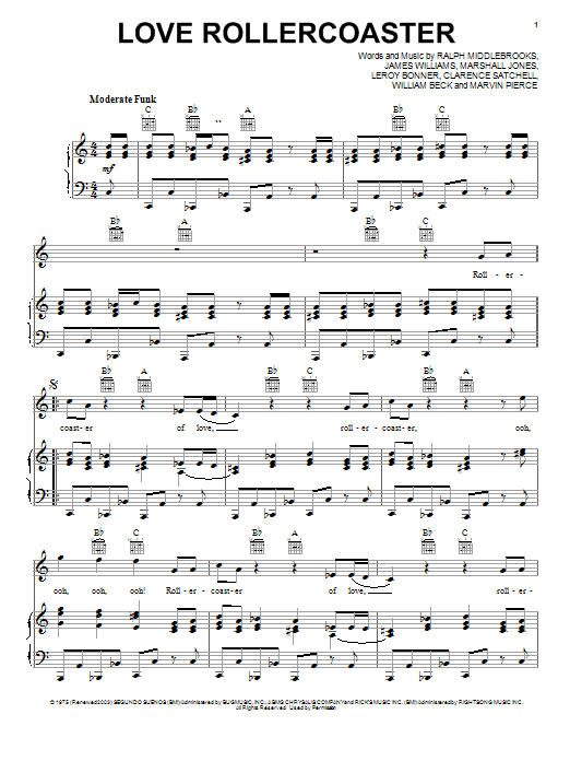 Ohio Players Love Rollercoaster Sheet Music Notes & Chords for Voice - Download or Print PDF