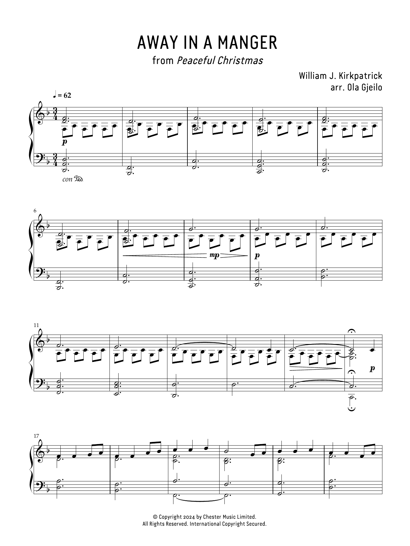 Ola Gjeilo Away In A Manger Sheet Music Notes & Chords for Piano Solo - Download or Print PDF