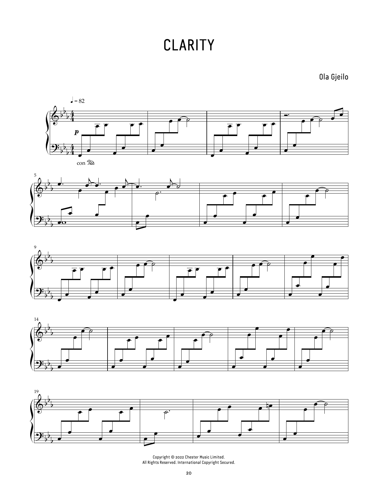 Ola Gjeilo Clarity Sheet Music Notes & Chords for Piano Solo - Download or Print PDF