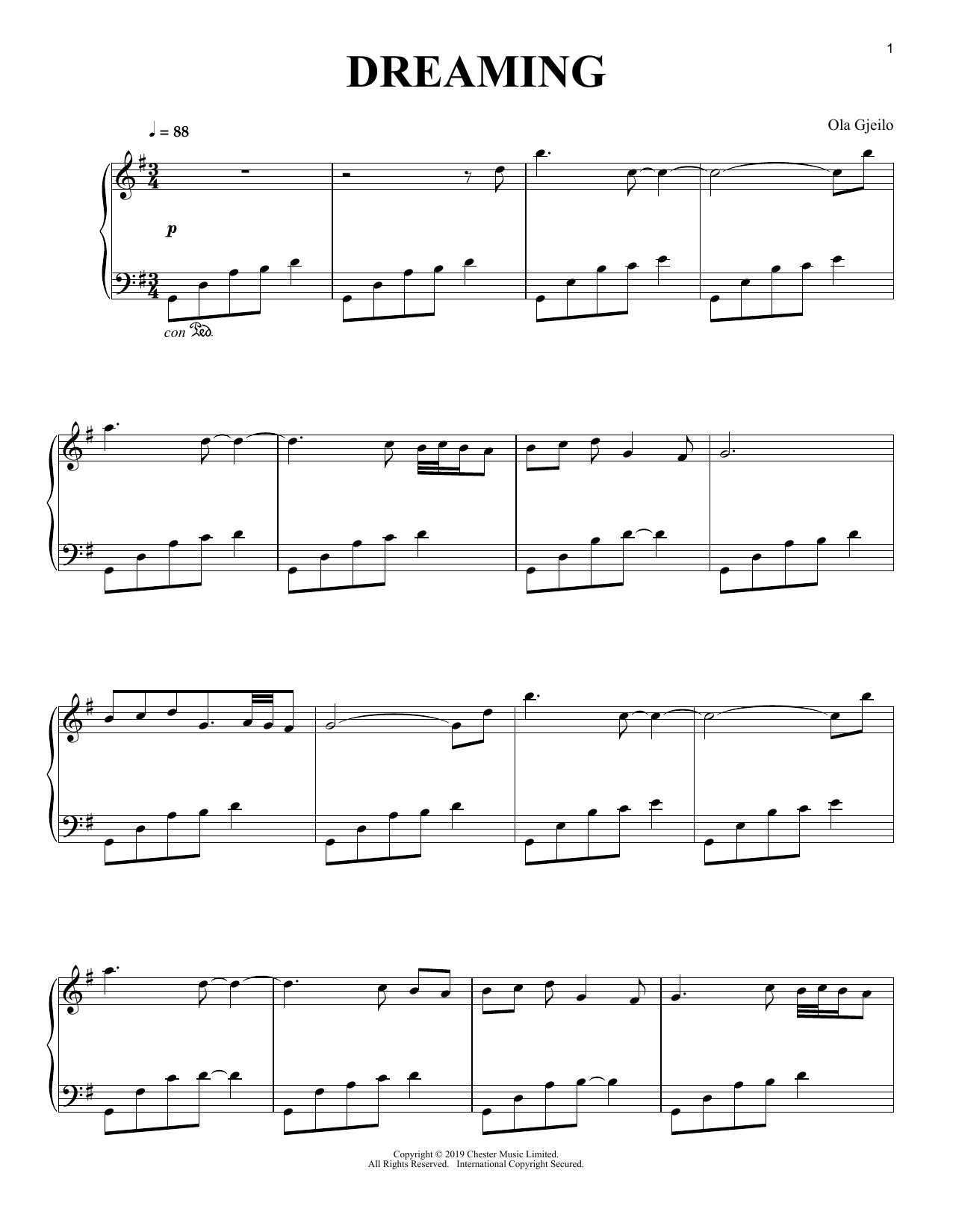 Ola Gjeilo Dreaming Sheet Music Notes & Chords for Piano Solo - Download or Print PDF