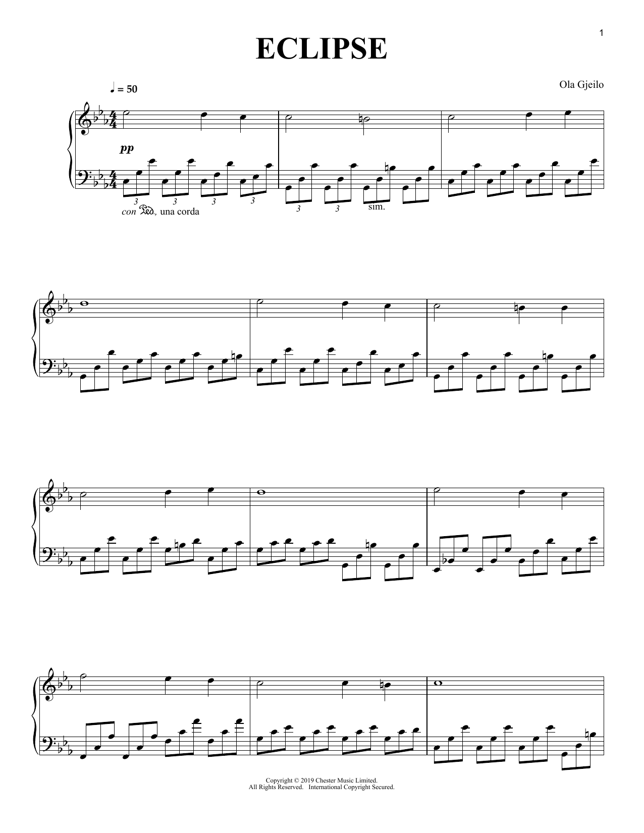 Ola Gjeilo Eclipse Sheet Music Notes & Chords for Piano Solo - Download or Print PDF