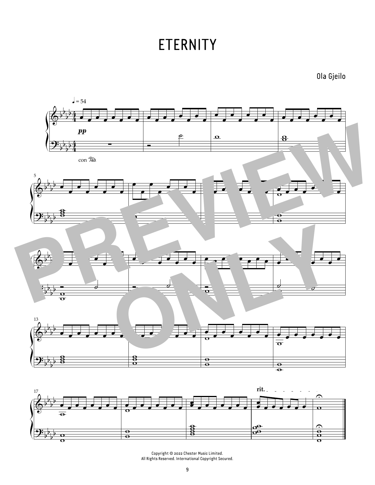 Ola Gjeilo Eternity Sheet Music Notes & Chords for Piano Solo - Download or Print PDF