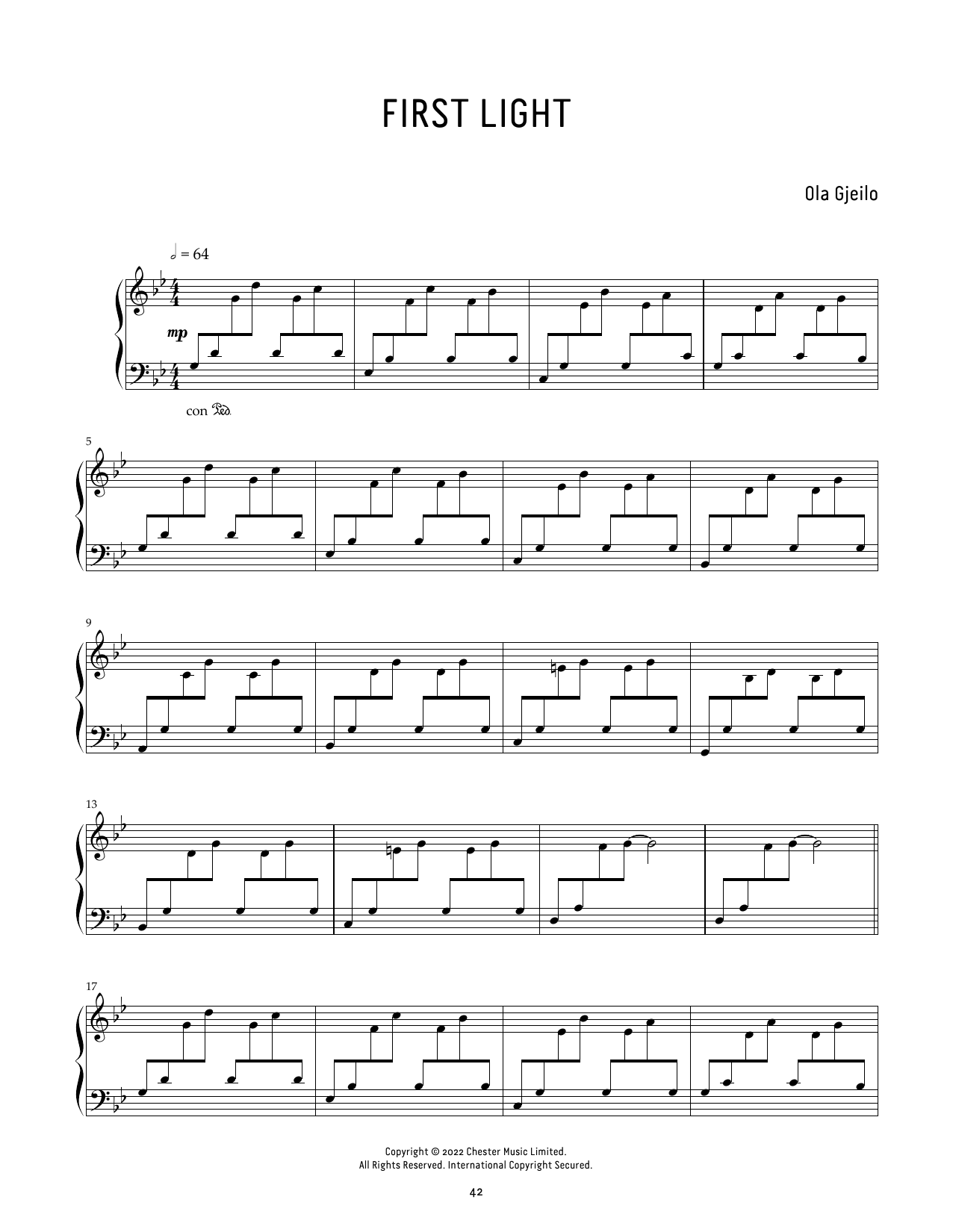 Ola Gjeilo First Light Sheet Music Notes & Chords for Piano Solo - Download or Print PDF