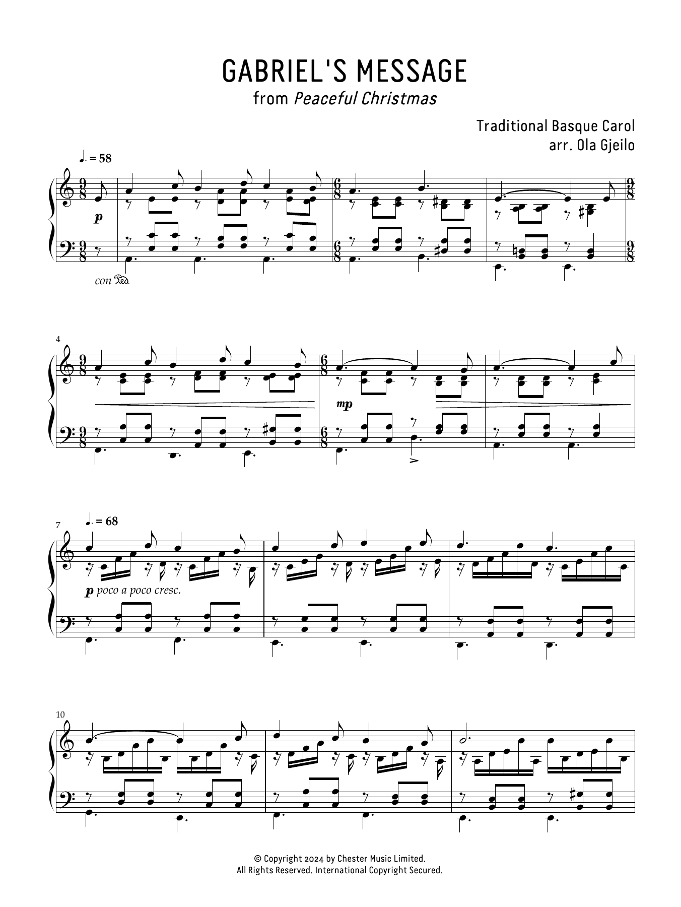 Ola Gjeilo Gabriel's Message Sheet Music Notes & Chords for Piano Solo - Download or Print PDF