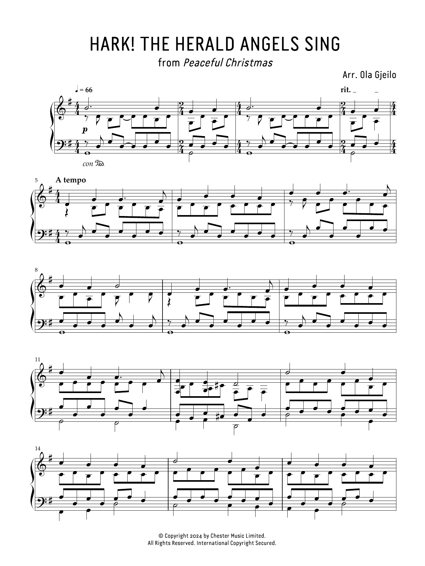 Ola Gjeilo Hark! The Herald Angels Sing Sheet Music Notes & Chords for Piano Solo - Download or Print PDF