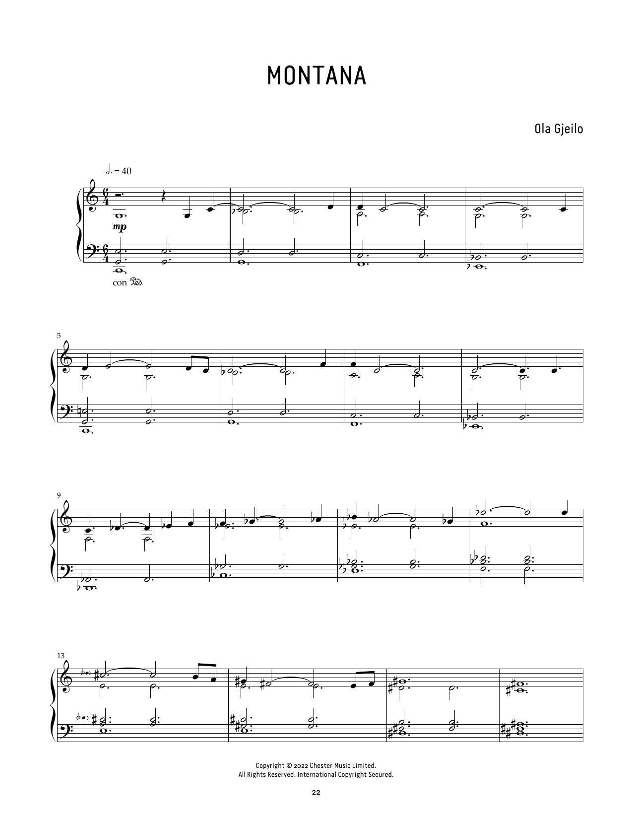 Ola Gjeilo Montana Sheet Music Notes & Chords for Piano Solo - Download or Print PDF