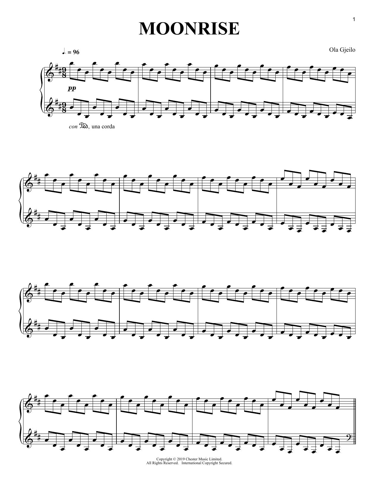 Ola Gjeilo Moonrise Sheet Music Notes & Chords for Piano Solo - Download or Print PDF