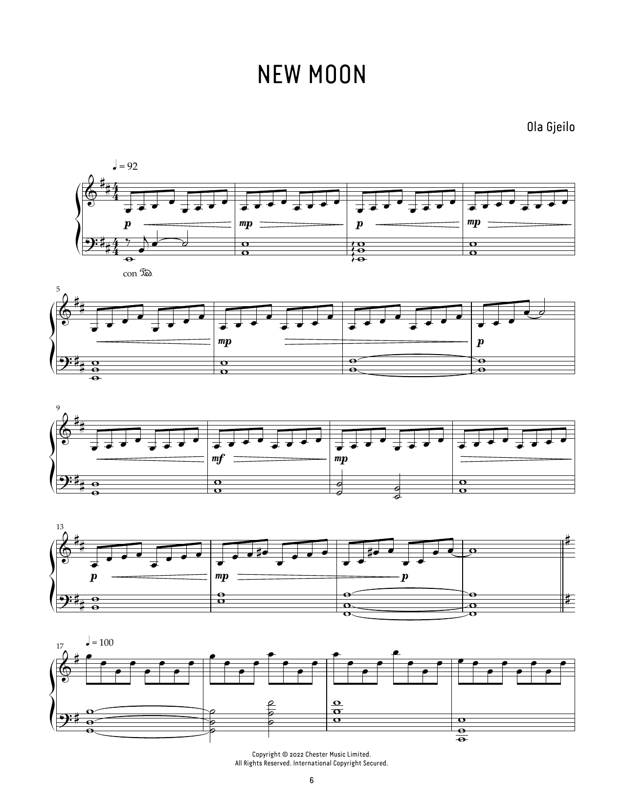 Ola Gjeilo New Moon Sheet Music Notes & Chords for Piano Solo - Download or Print PDF