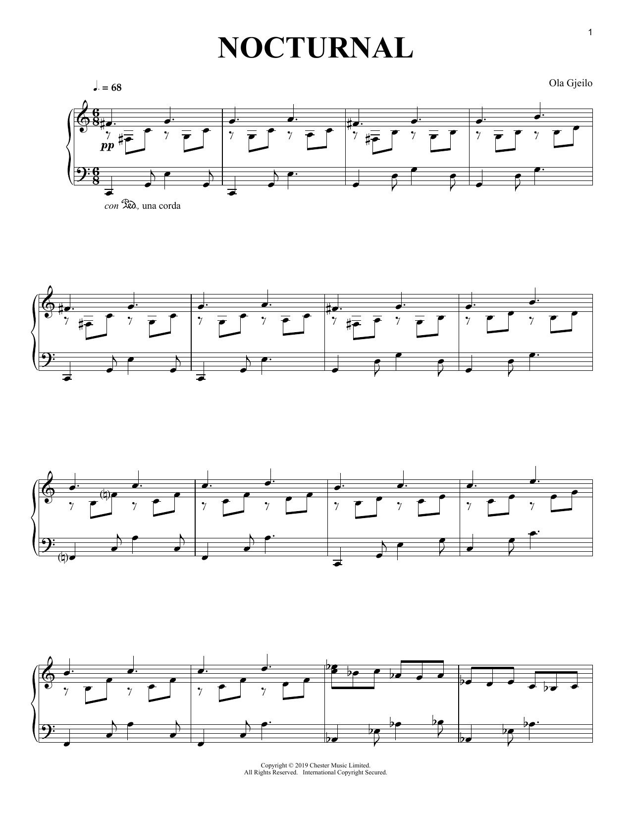 Ola Gjeilo Nocturnal Sheet Music Notes & Chords for Piano Solo - Download or Print PDF