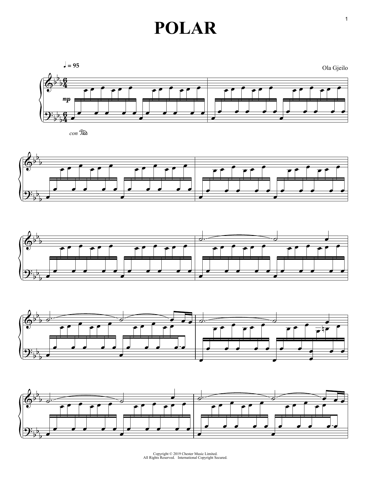 Ola Gjeilo Polar Sheet Music Notes & Chords for Piano Solo - Download or Print PDF