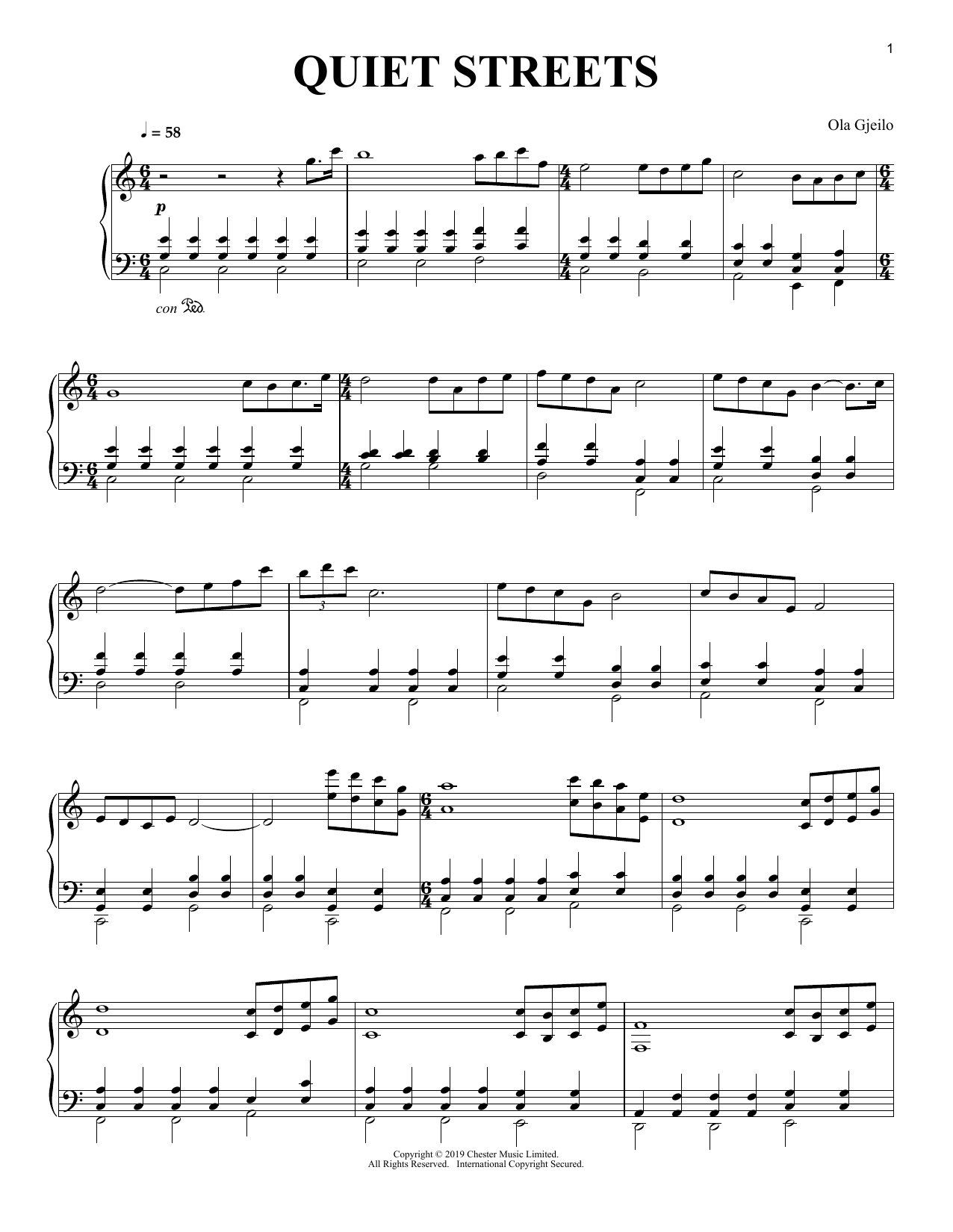 Ola Gjeilo Quiet Streets Sheet Music Notes & Chords for Piano Solo - Download or Print PDF