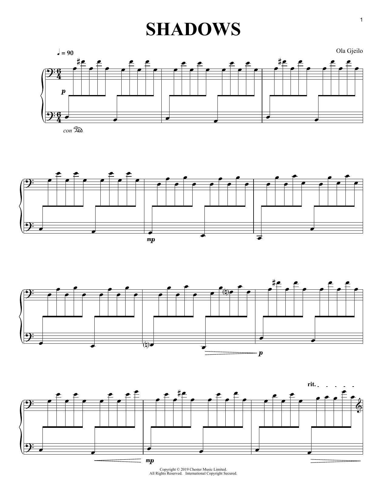 Ola Gjeilo Shadows Sheet Music Notes & Chords for Piano Solo - Download or Print PDF Ola Gjeilo Shadows Sheet Music Notes & Chords for Piano Solo - Download or Print PDF