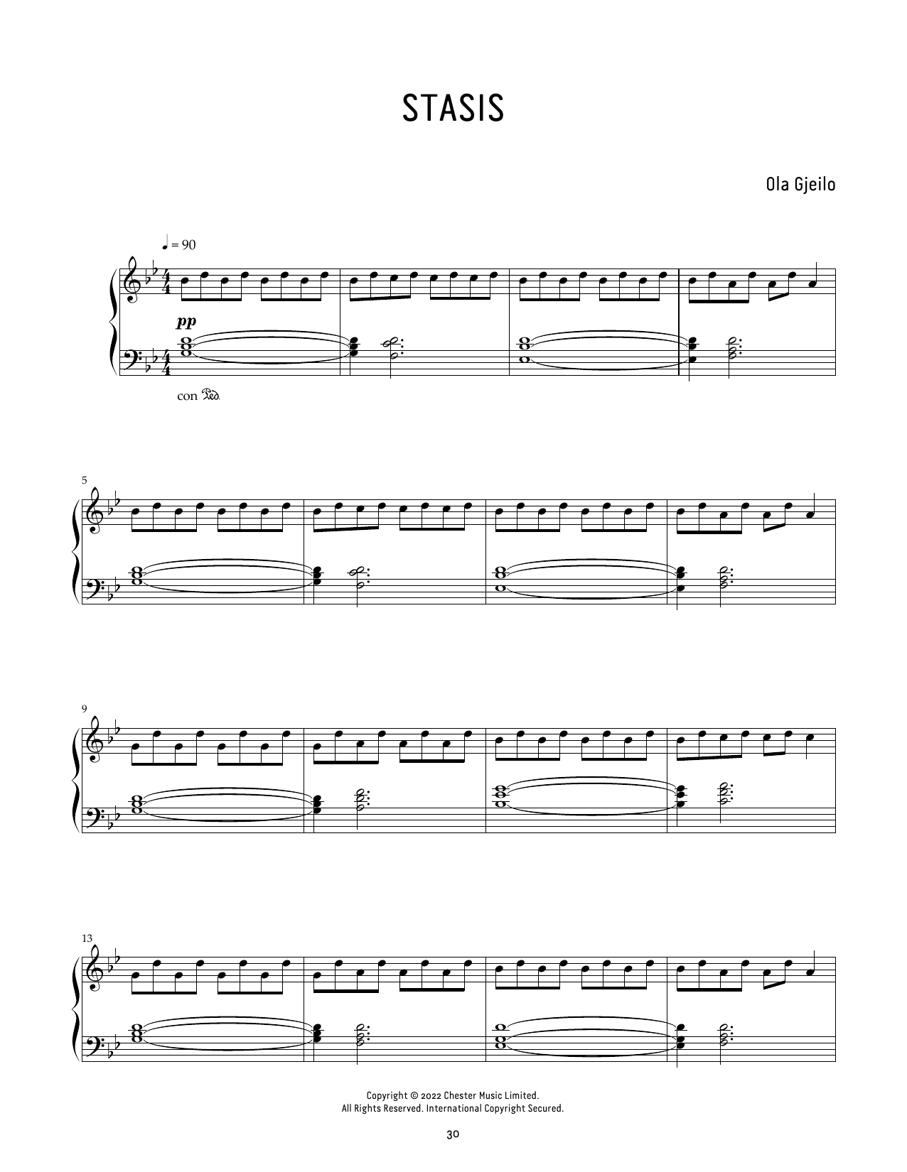 Ola Gjeilo Stasis Sheet Music Notes & Chords for Piano Solo - Download or Print PDF