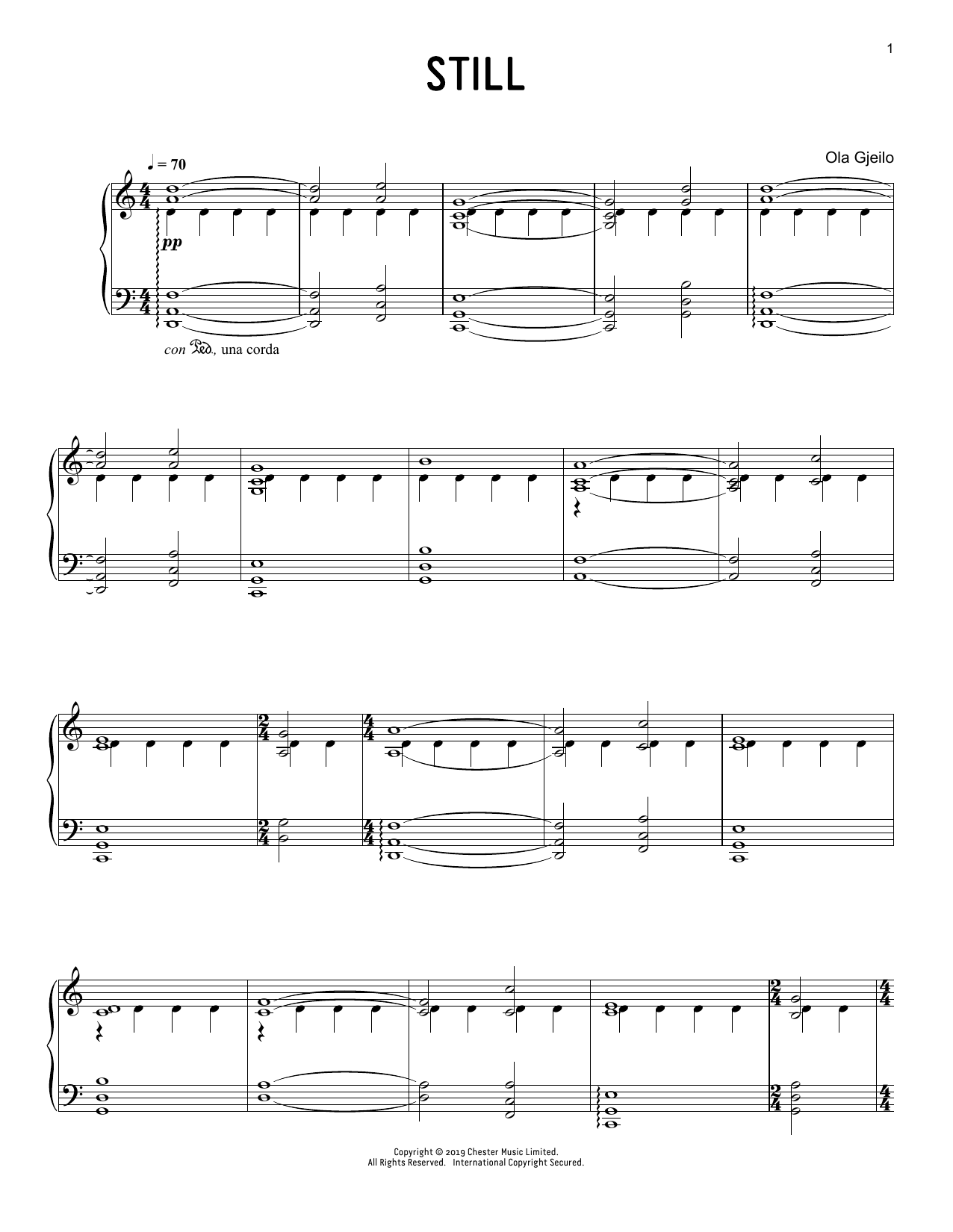 Ola Gjeilo Still Sheet Music Notes & Chords for Piano Solo - Download or Print PDF
