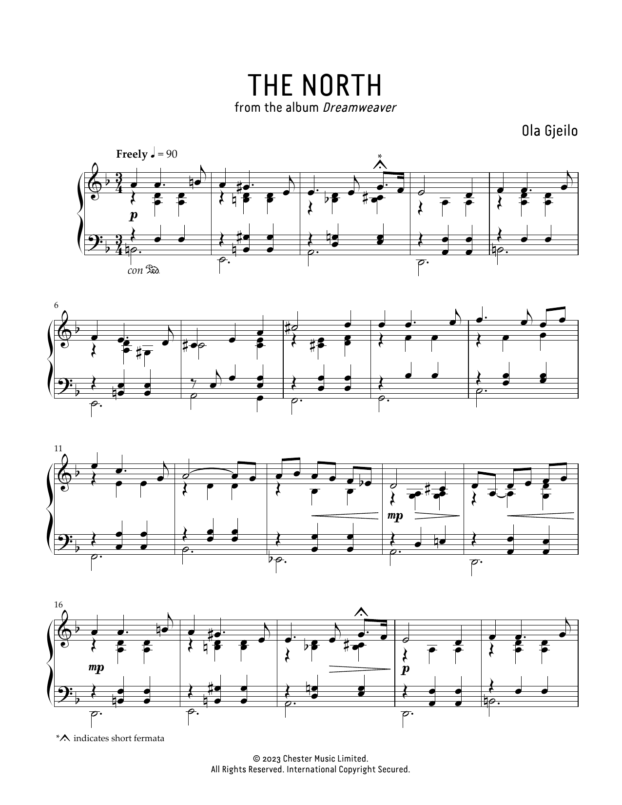Ola Gjeilo The North Sheet Music Notes & Chords for Piano Solo - Download or Print PDF