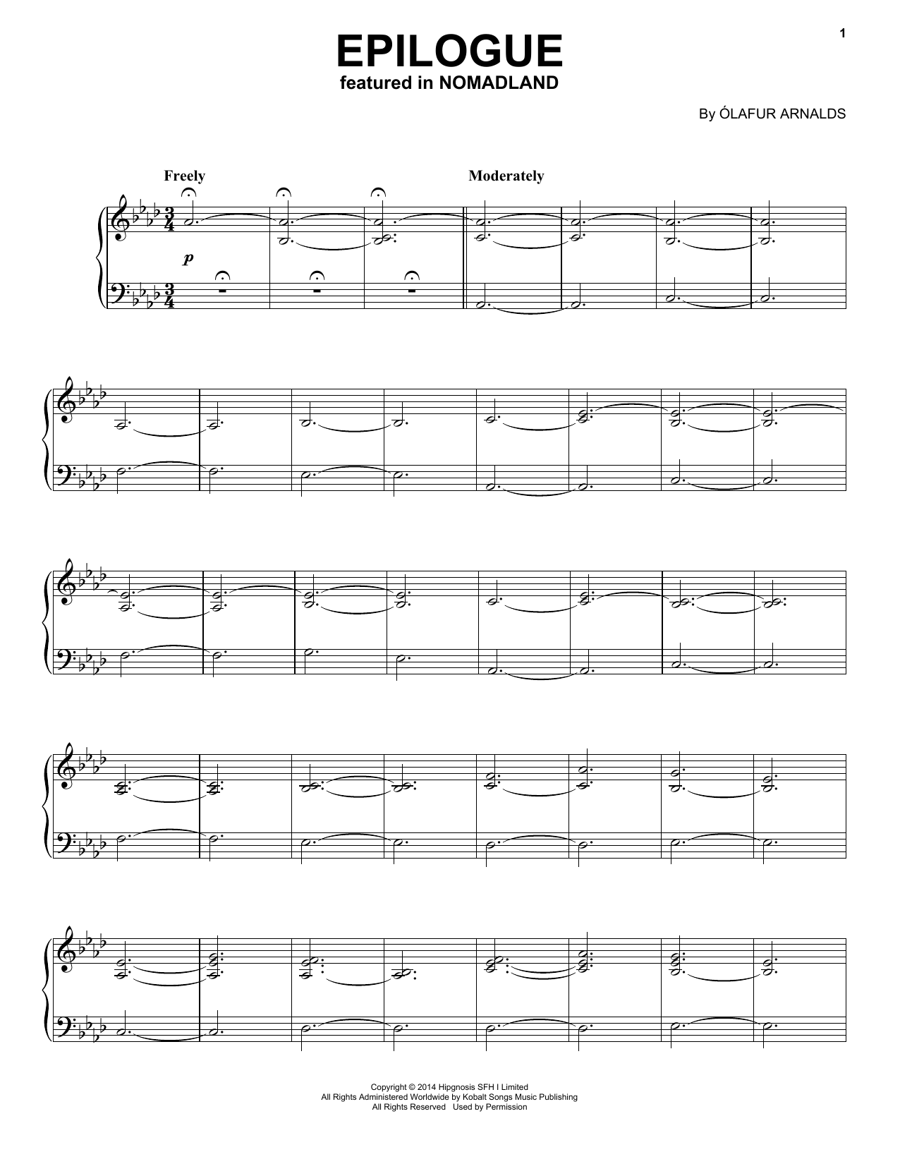 Olafur Arnalds Epilogue (from Nomadland) Sheet Music Notes & Chords for Piano Solo - Download or Print PDF