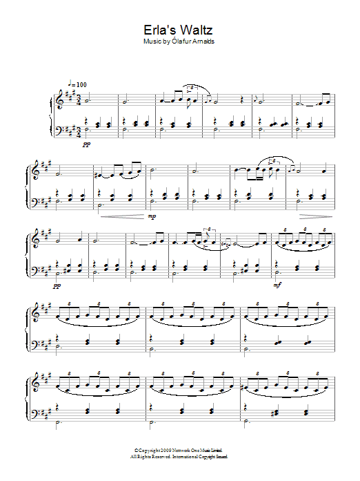 Olafur Arnalds Erla's Waltz Sheet Music Notes & Chords for Piano - Download or Print PDF