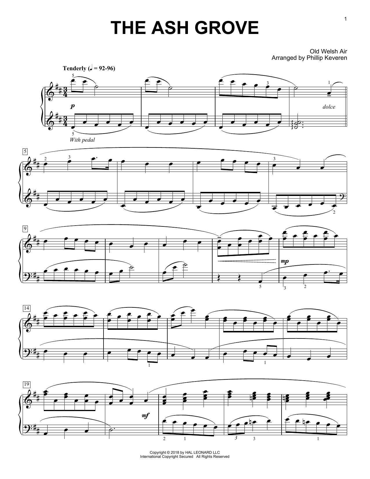 Old Welsh Air The Ash Grove [Classical version] (arr. Phillip Keveren) Sheet Music Notes & Chords for Piano - Download or Print PDF