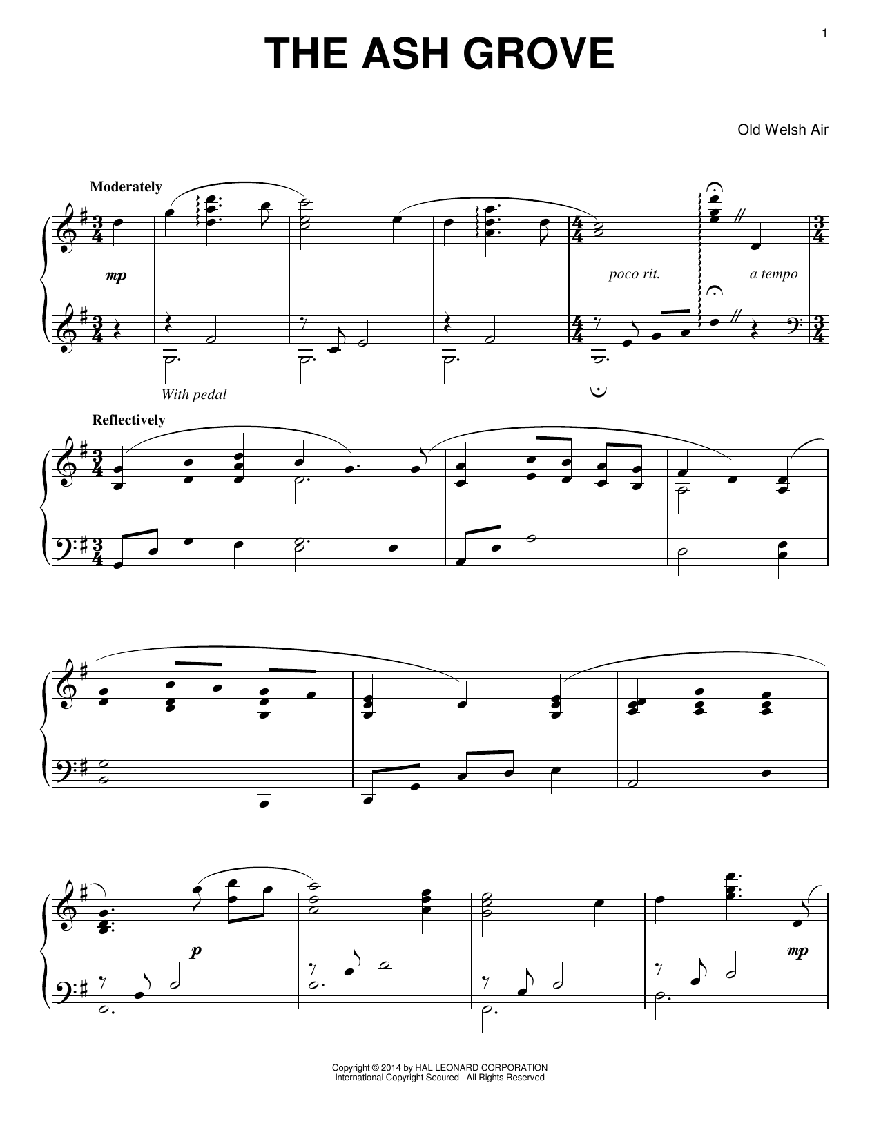 Traditional The Ash Grove Sheet Music Notes & Chords for Melody Line, Lyrics & Chords - Download or Print PDF