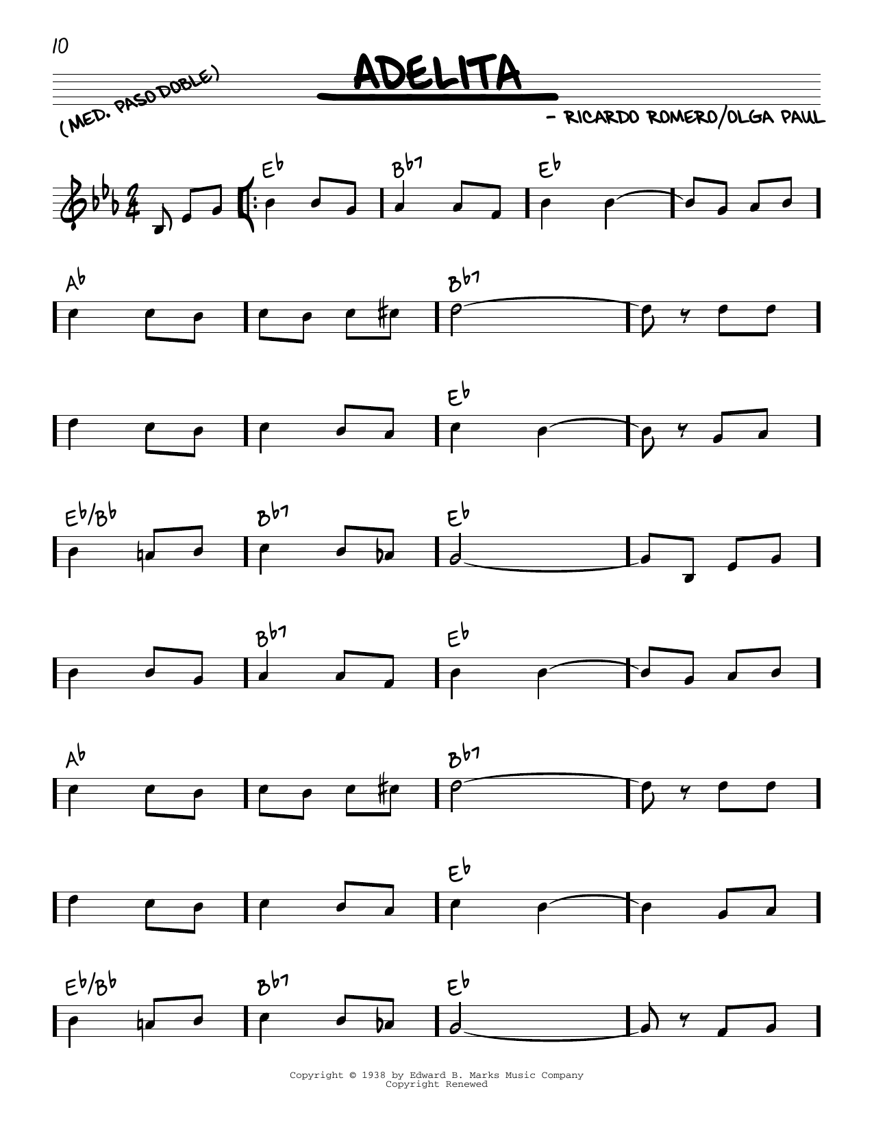 Olga Paul Adelita Sheet Music Notes & Chords for Real Book – Melody & Chords - Download or Print PDF