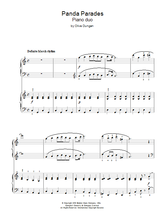 Olive Dungan Panda Parades Sheet Music Notes & Chords for Piano Duet - Download or Print PDF