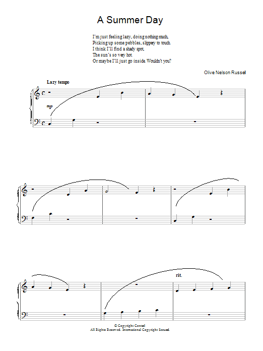 Olive Nelson Russell A Summer Day Sheet Music Notes & Chords for Piano - Download or Print PDF